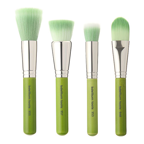 מארז 4 מברשות לבסיס - Bdellium tools Green Bambu Series Foundation