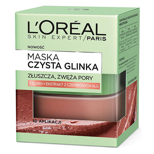 מסיכת חימר להענקת זוהר עם גרגירים לוריאל - PURE CLAY MASK - Exfoliating and narrowing pores