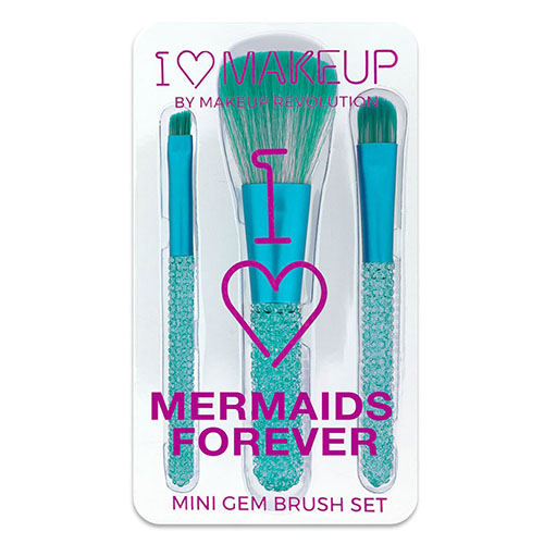 סט 3 מברשות טורקיז - I ♡ Makeup Pink Diamonds MINI GEM BRUSH SET