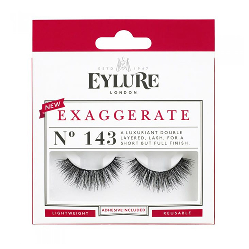ריסים מלאכותיים להדבקה - EYLURE EXAGGERATE NO. 143 Eyelashes + Glue Double Volume Effect