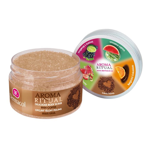 פילינג גוף קפה אירי של דרמקול - AROMA RITUAL DELICIOUS BODY SCRUB IRISH COFFEE – תמונה 2