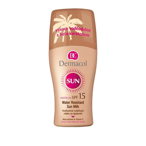 קרם גוף עמיד במים המכיל מקדם הגנה דרמקול - Waterproof Sun Milk Spray SPF 15
