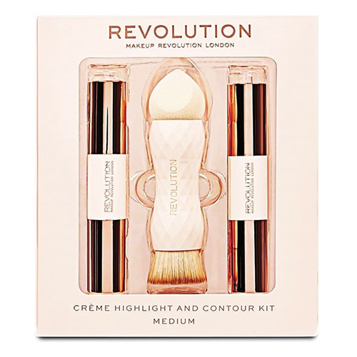ערכת הדגשה לקווי מתאר - MAKEUP REVOLUTION CREME HIGHLIGHT AND CONTOUR KIT MEDIUM