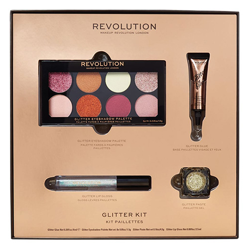 ערכת איפור גליטרים - MAKEUP REVOLUTION GLITTER KIT Set of glittery makeup cosmetics