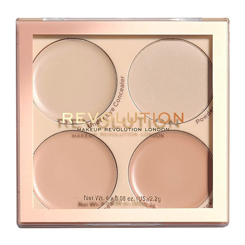 פלטת קונסילרים ואבקה מקבעת - MAKEUP REVOLUTION Matte Base Concealer Kit C1-C4