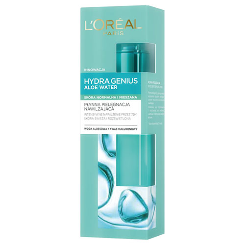 ג'ל לחות לפנים לעור רגיל ולעור מעורב לוריאל - HYDRA GENIUS ALOE WATER 70 ml
