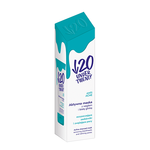 UNDER TWENTY מסיכה לטיפול באקנה - ANTI ACNE - Active face mask with charcoal and white clay - 50 ml