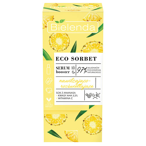 סרום בוסטר בניחוח אננס Bielenda ECO SORBET Moisturizing and brightening face booster serum – תמונה 2