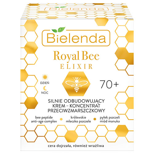 קרם יום ולילה לגילאי 70+ Bielenda Royal Bee Elixir Strongly rebuilding anti wrinkle cream concentrate – תמונה 2
