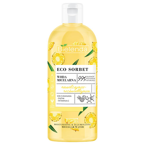 מים מיסילרים בניחוח אננס Bielenda ECO SORBET Moisturizing & illuminating Micellar Water