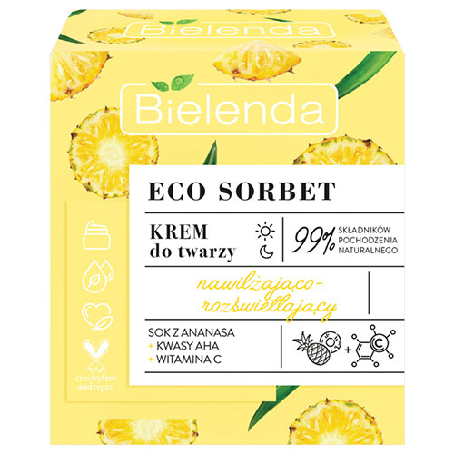 ⁦קרם פנים בניחוח אננס Bielenda ECO SORBET- Moisturizing & Illuminating Face Cream⁩ – תמונה ⁦2⁩