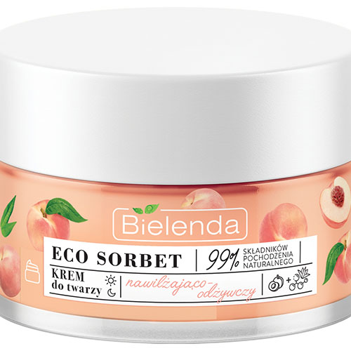קרם פנים בניחוח אפרסק Bielenda ECO SORBET Moisturizing & Nourishing Face Cream
