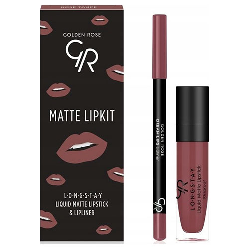מארז שפתון ותוחם שפתיים תואם Golden Rose MATTE LIPKIT Lip make-up kit LONGSTAY lipstick + lip liner